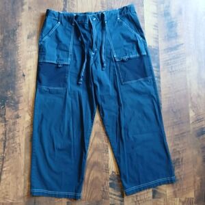 Catalina Capri Pants Navy Blue White‎ Stitch Drawstring Waist Womens Large 12/14